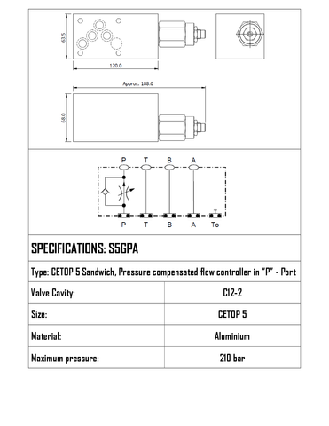 SANDWICH CETOP 5 W/ C12-2 CAVITY IN P