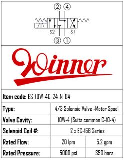 SOLENOID SPOOL 4-WAY, 3-POSITION, C10-4, 20LPM, 350BAR