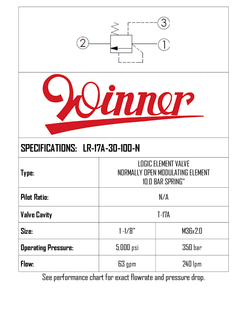 MOD. LOGIC ELEMENT N/C T-17A EXT. PILOT 10 BAR SPRING 240 LPM 350 BAR