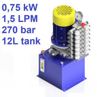 240V  0.75 kW  FLOW 1,5 LPM; PRESSURE 250 BAR; STEEL TANK 12LTR