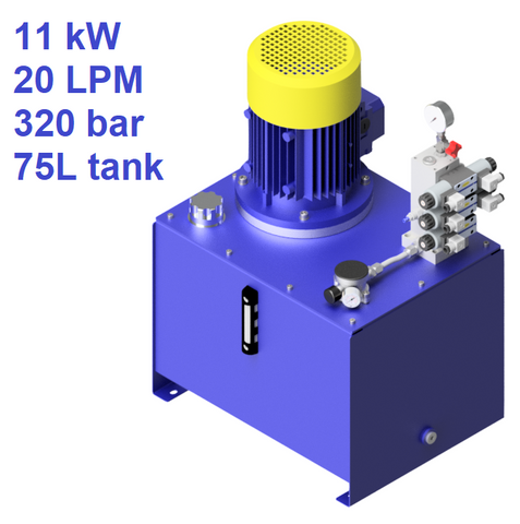 415V  11,0 kW  FLOW 20,0 LPM; PRESSURE 300 BAR; STEEL TANK 75LTR