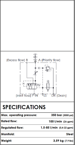 MF000054 MFPT-100-MHAR-84-G12-V350 PRESSURE COMPENSATED PRIORITY FLOW REGULATOR