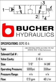 DCPS-10-N-A-S-0-100 DIRECTIONAL CONTROL PILOTED SPOOL VALVE 3 WAY - 10