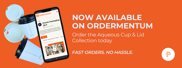 Blog-Web-Banner-Now Available On Ordermentum - Aqueous Cups and Lids - Pronto Packaging 1