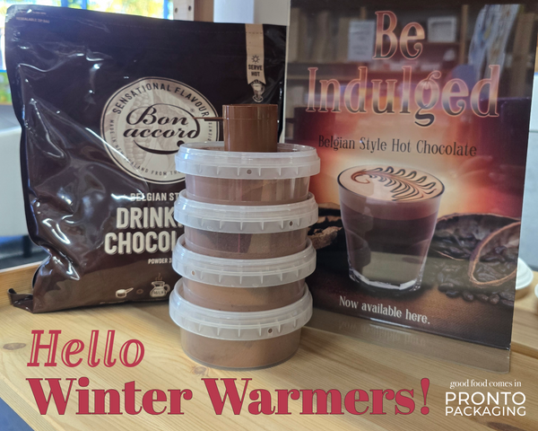 pronto packaging winter warmer hot chocolate bon accord product samples