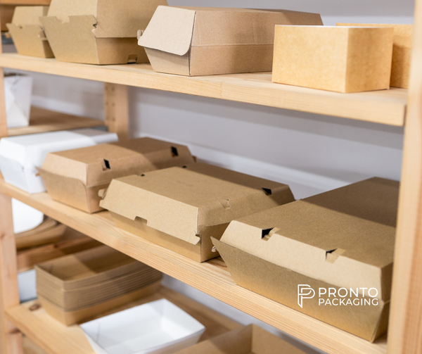 Pronto Packaging Brown Kraft Cardboard Large High Side Snack Enviroboard Shelves