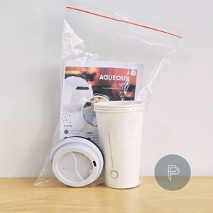 aqueous coffee cups sample pack pronto packaging