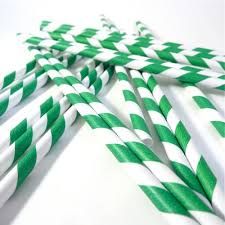 3-Ply Green & White Regular Paper Straws (197mm L x 6mm) (Qty: 2500)