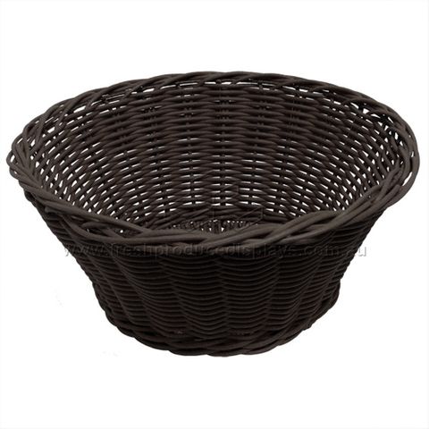 Chocolate Polywicker Baskets Round (400 x 200mm) (Ea)