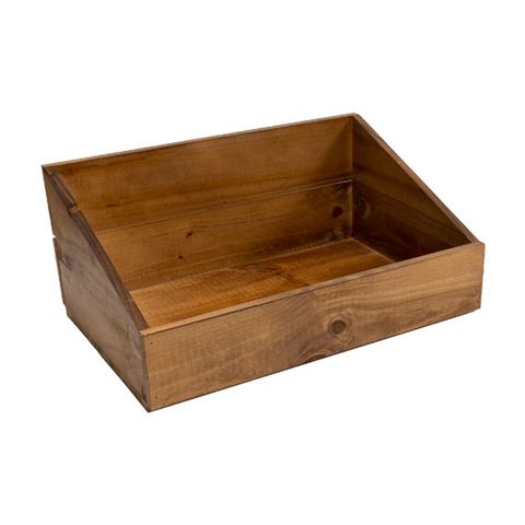 Premium Dark Stain Slant-Sided Crate (450 x 320 x 110-210mm) (Ea)