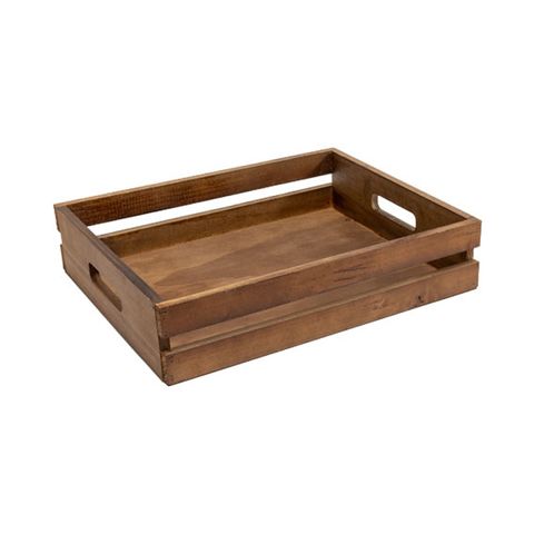 Dark Stain Wooden Crate (420 x 340 x 95mm) (Ea)