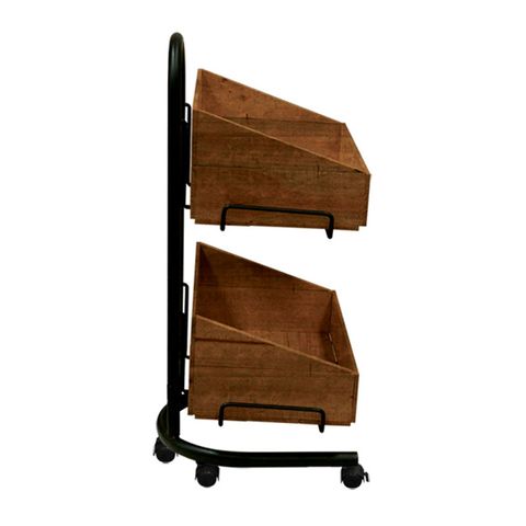 2 x Slanted Sided Dark Stain Wooden Crate Set (Ea)