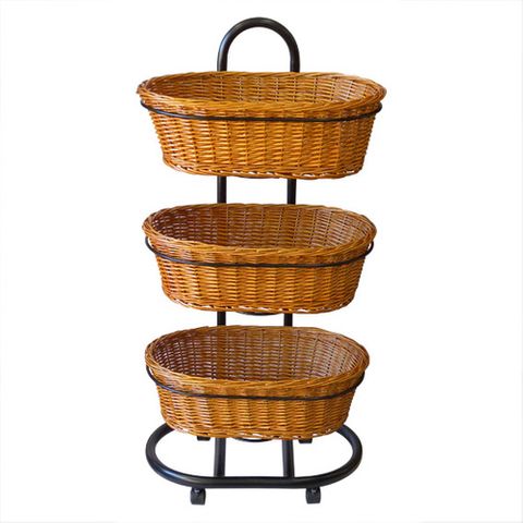 3 Oval Polywicker Basket Set Stand (500 x 580 x 1175mm) (Ea)