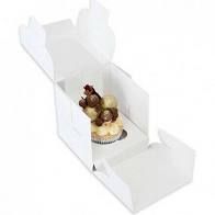 Single Cupcake Box 4 x 4 x 4" with Window + Insert