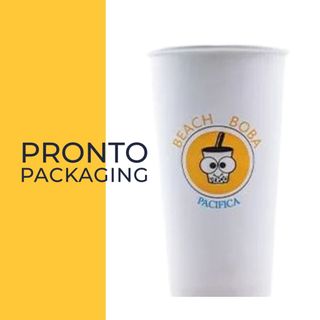 Custom Printed Single Wall Compostable Cups 16oz 3 colour 90mm