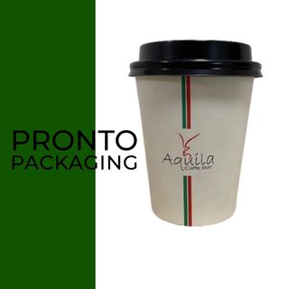 Custom Printed Single Wall Compostable Cups 8oz 3 colour 90mm