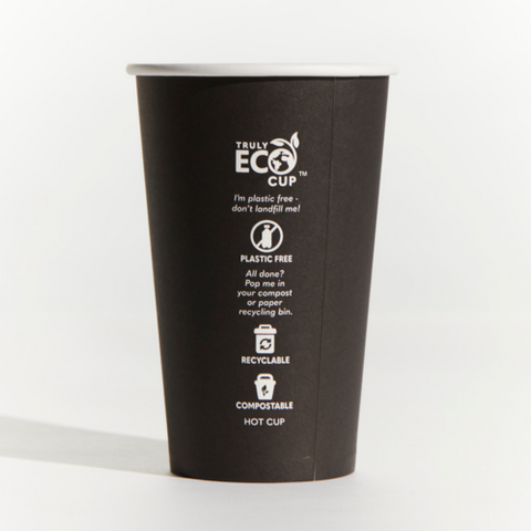 16oz Black Eco Single Wall Coffee Cup (90mm Diameter) (Qty: 1000)