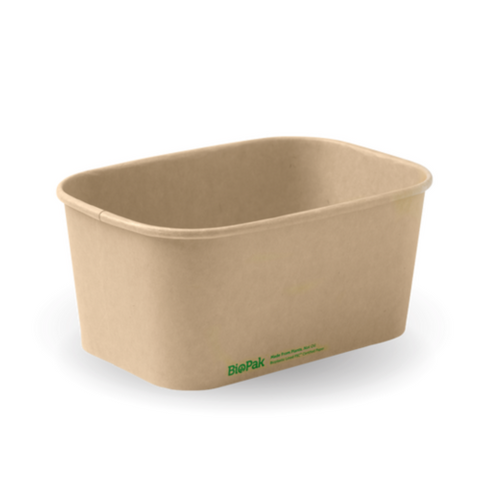 1000ml Brown Paper PLA Rectangle Container (Qty: 300) (172 x 120 x 75mm) (BB-LB-1000-N)