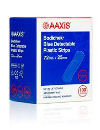 Blue Detectable Plastic Band Aids 25x72mm 100pcs