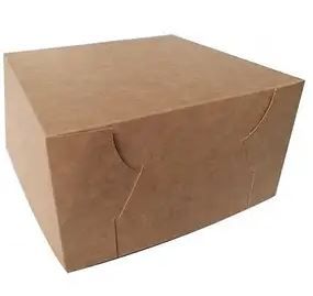 Brown Kraft Cake Box 6" x 6" x 3" (Qty: 100) (150 x 150 x 75mm)