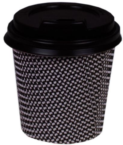 12oz Black Checka Coffee Cups (90mm Dia) (Qty: 500)