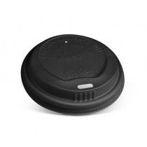 Black Compostable Coffee Cup Lid for 90mm Dia BioCups (Qty: 1000) (BCL-12PLA-B)