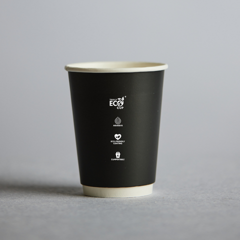 12oz Black Double Wall Aqueous Truly Eco Coffee Cup (90mm Diameter) (Qty: 500)