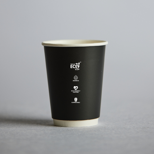 12oz Black Double Wall Aqueous Truly Eco Coffee Cup (90mm Diameter ...