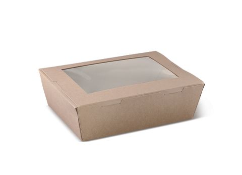 Lunch Box Window Large Brown (195 x 140 x 65mm) (Qty: 200)