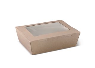 Lunch Box Window Large Brown (195 x 140 x 65mm) (Qty: 200)