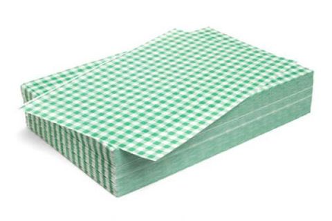 Gingham Greaseproof Paper Green/White 400 x 330 (Qty:1000)