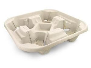 Moulded 4-Cup Carry Tray (Qty: 75) (220 x 220mm)