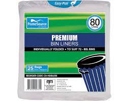80lt HDPE Natural B-Fold Garbage Bag (Qty: 250)