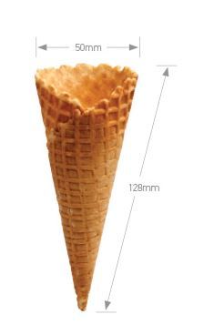 Natural Waffle Ice Cream Cone Size A (Qty: 336) (128mm H x 50mm W)