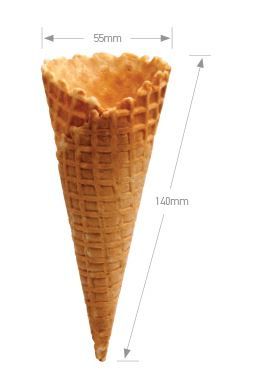 Natural Waffle Ice Cream Cone Size B (Qty: 312) (140mm H x 55mm W)