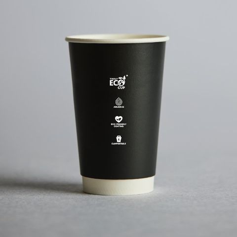 16oz Black Double Wall Aqueous Truly Eco Coffee Cup (90mm Diameter) (Qty: 500)