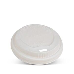Opaque Compostable Coffee Cup Lid for 80mm Dia BioCups (Qty: 1000) (BCL-8PLA)