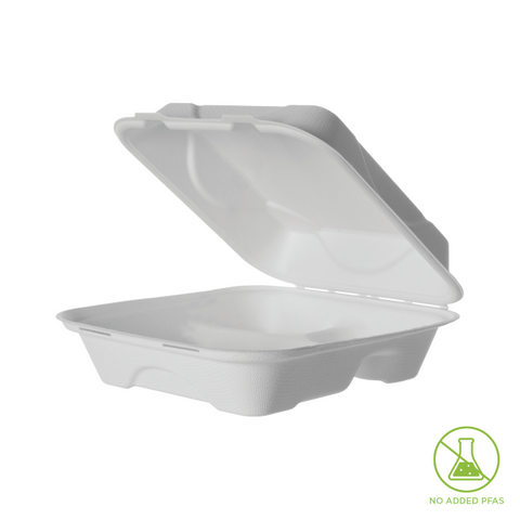 Eco - Products Medium 3 Compartment Clam Size:203 x 203 x 76mm(Qty:200)