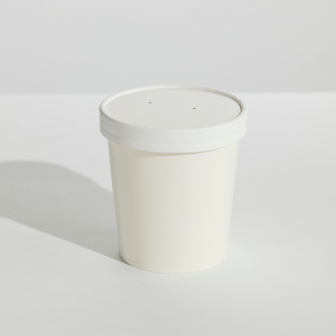 16oz Round White Paper Container & Vented Lid (Qty: 250)