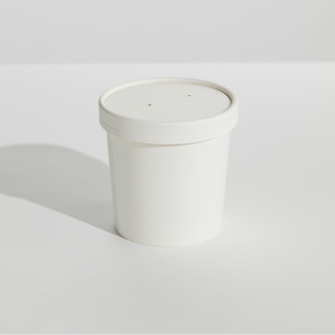 12oz Round White Paper Container & Vented Lid (Qty: 250)