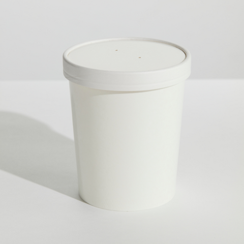 32oz Round White Paper Container & Vented Lid (Qty: 250)