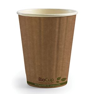 12oz Double Wall Brown Kraft Compostable Coffee Cup (Qty: 1000)