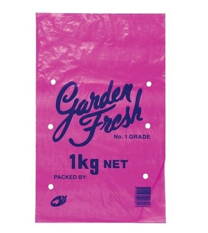 1kg Vented Plastic Bag Printed Pink "Garden Fresh" (Qty: 1000) (325 x 200mm)