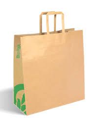 Medium Flat Handle Kraft Paper Bags 320 x 140 x 340mm(Qty:1000)