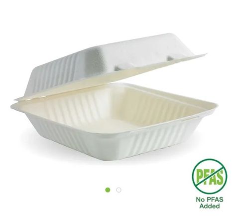 Biocane Pulp 8 x 8 x 3" White Clamshell (Qty: 200) (B-DHL-81)