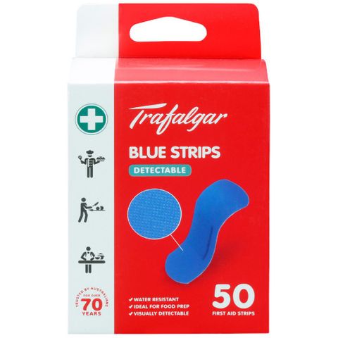 Blue Detectable Plastic Band Aids 50pcs