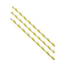 3Ply Paper Straws Yellow and White Stripe(Qty:2500)