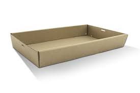 Low profile - Brown Kraft Catering Tray Medium -360 x 255 x  50mm High(Qty:100)