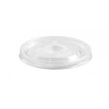 96mm Dia PLA Bioplastic clear Flat lid with Hole