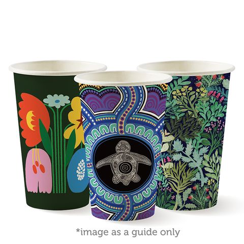 12oz Single Wall Art-Series Compostable Coffee Cup (Qty: 1000) (80mm Dia) (BC-12(80)-ART SERIES)